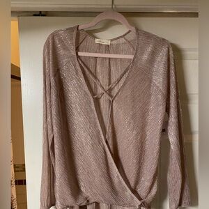 Millibon Metallic Blush Wrap Blouse